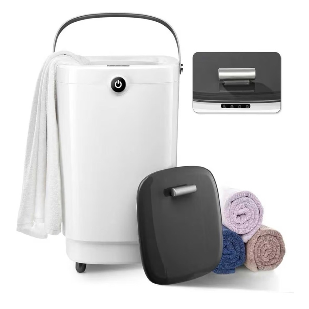 White and Gray Towel Warmer for Bathroom Bucket